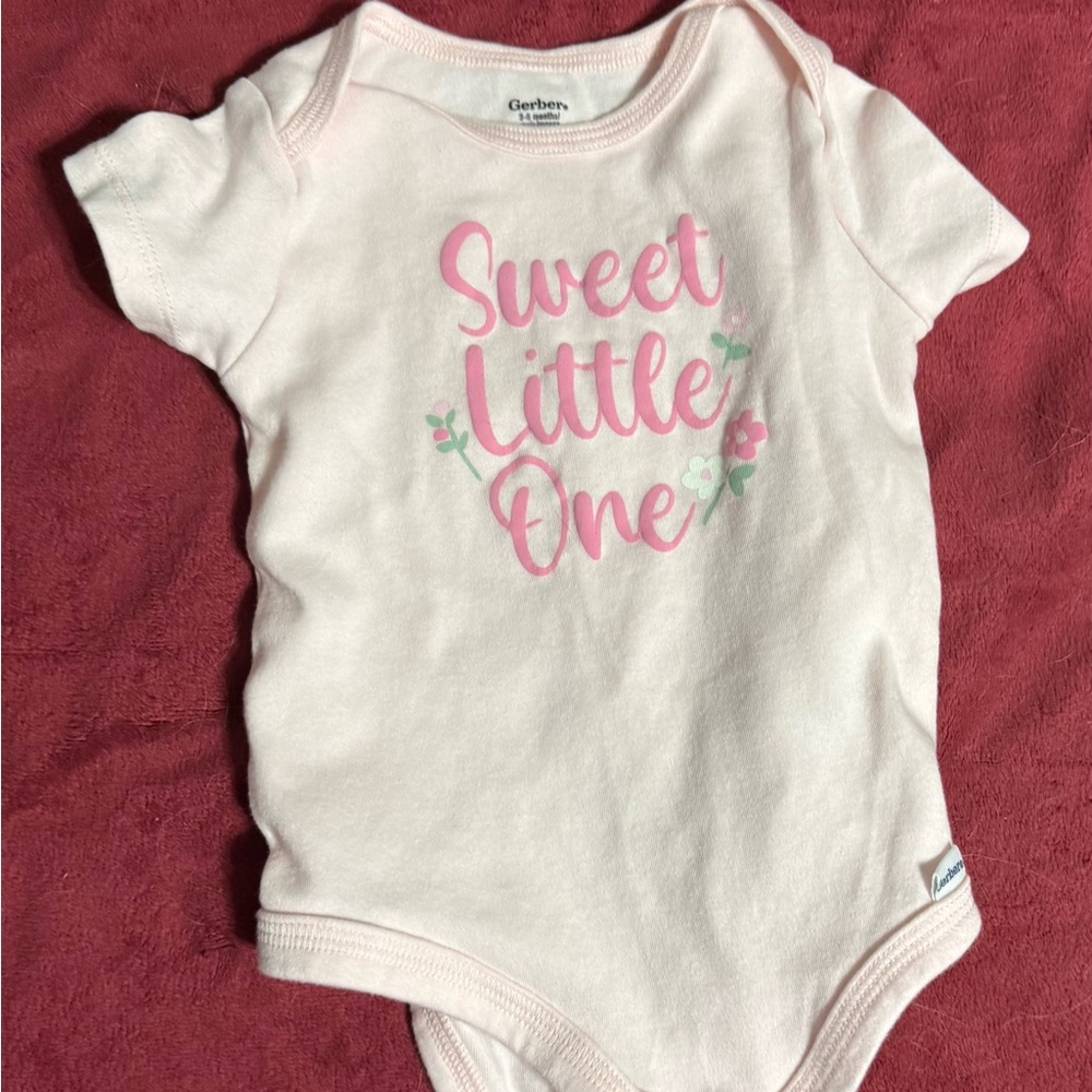 Gerber White Bodysuit with Sweet Little One Print